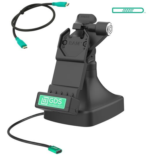 RAM Mounts GDS key-locking tilt and swivel dock with USB-C for IntelliSkin tablets with Uni-Conn adapter – main product photo