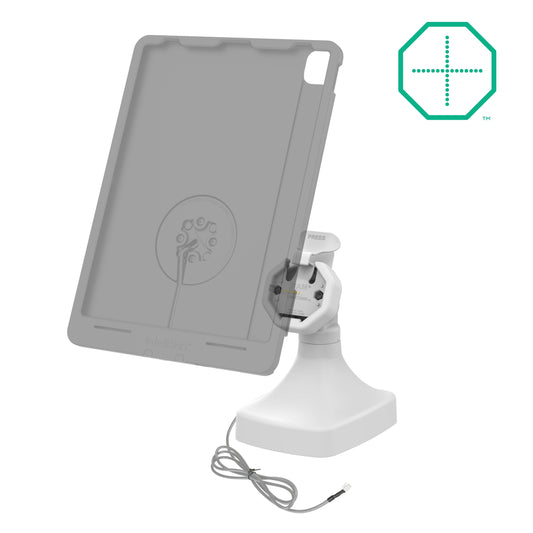 RAM Mounts GDS tilt and swivel dock with PoE and two USB-A ports for IntelliSkin Thin-Case tablets with rear pogo pads in grey – alternative view