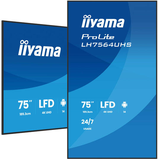 iiyama ProLite LH7564UHS-B1AG 75" 4K Digital Signage Display – official product photo 1 (LH7564UHS-B1AG)