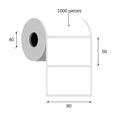 Thermal Transfer Labels 80x50 / 1000 pcs, core 40mm semi gloss removable adhesive 1 row outer coil color white rounded corners