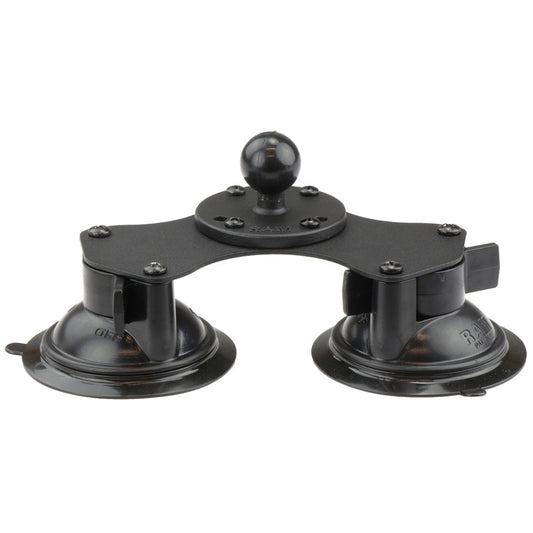 RAM Mounts B-size Twist-Lock dual suction cup base with round ball plate (RAM-B-189B-202U) – product photo