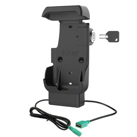 RAM Mounts key-locking powered dock + USB-a for Honeywell CT40, CT45 and CT47 – alternative view