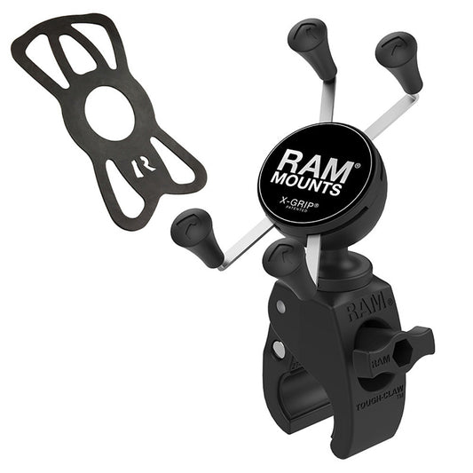 RAM Mounts X-Grip phone mount with Snap-Link Tough-Claw clamp – alternative view