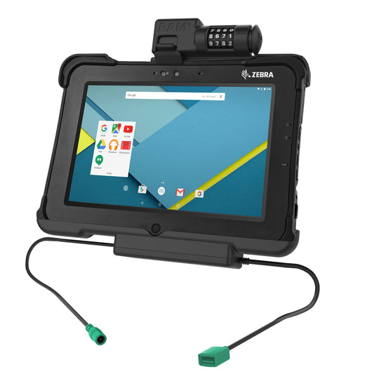 RAM Mounts combination-locking GDS power + data dock with USB-A for Zebra XSLATE L10 rugged tablet – main view