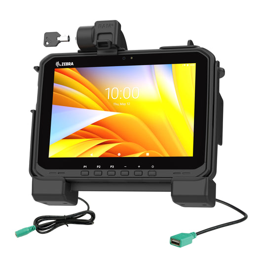 RAM Mounts Key-Locking Power + Data Dock with USB-A for Zebra ET60 and ET65 – main product photo