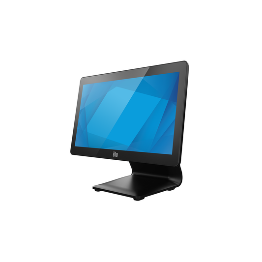 Elo I-Series 3 with Intel 15.6-inch touch computer E743853, left angled view with POS stand