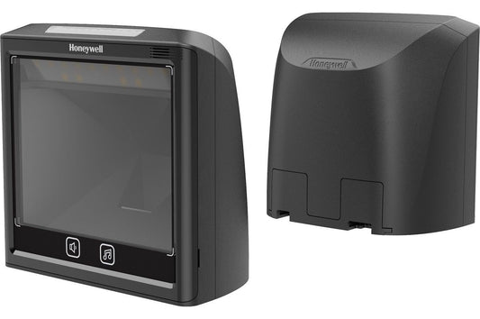Honeywell Solaris XP 7990g vertical presentation scanner, black (7990G-2USBX-1) – front and rear view