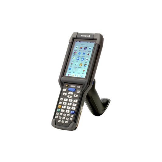 Honeywell CK65 rugged Android mobile computer, 38-key numeric-function keypad, standard range 2D imager, Wi-Fi only (CK65-L0N-DSC210E) – front view with scan handle