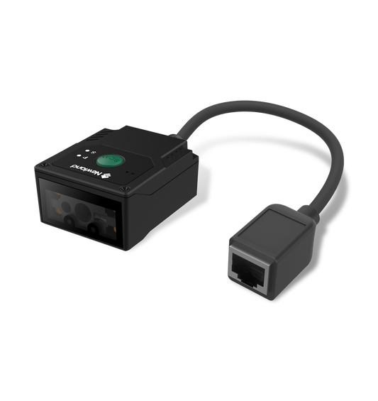 Newland FM431 Barracuda PRO fixed-mount 2D scanner, USB kit (NLS-FM431-SR-U) – 3/4 view with attached cable