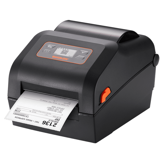 BIXOLON XD5-43d 4-inch direct thermal desktop label printer, black (XD5-43dEBK) – printing a shipping label