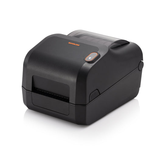 BIXOLON XD3-40t 4-inch thermal transfer desktop label printer, black (XD3-40tEK/BEG) – front view