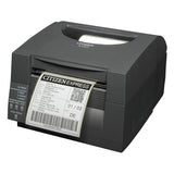 Citizen CL-S521II 4-inch direct thermal desktop label printer, 203 dpi, USB and RS-232, black (CLS521IINEBXX) – front view