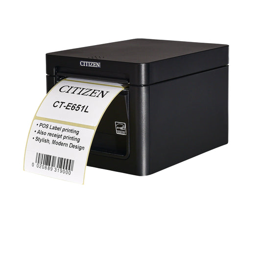 Citizen CT-E651L 80 mm label and receipt printer, 203 dpi, USB, auto-cutter, black (CTE651XNEBXL) – printing labels