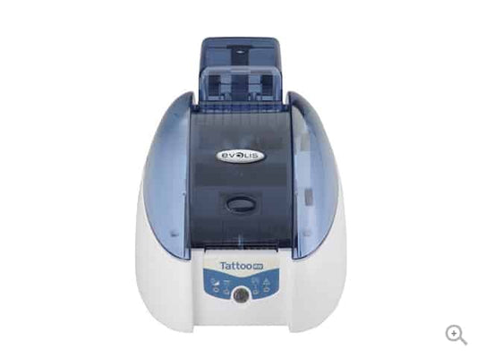 Evolis Tattoo RW rewritable plastic card printer, single-sided, USB + Ethernet, contactless encoder, 300 dpi, thermal rewrite (TTR201BBH-00HS) – front view