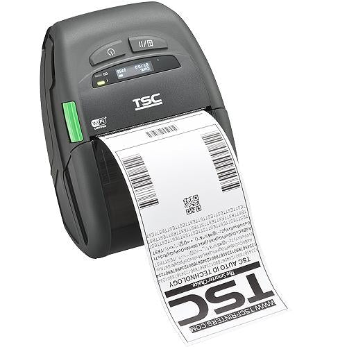 TSC Alpha-30R Premium 3-inch mobile receipt printer, Wi-Fi and Bluetooth, linerless platen, black (A30RP-A001-1012) – printing a shipping label