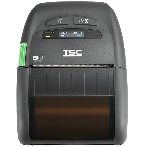 TSC Alpha-30R Premium 3-inch mobile receipt printer, Bluetooth, linerless platen, black (A30RP-A001-0012) – front view