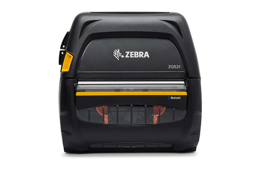Zebra ZQ521 mobile receipt and label printer, black, Bluetooth, battery not included (ZQ52-BUE001E-00) – front view
