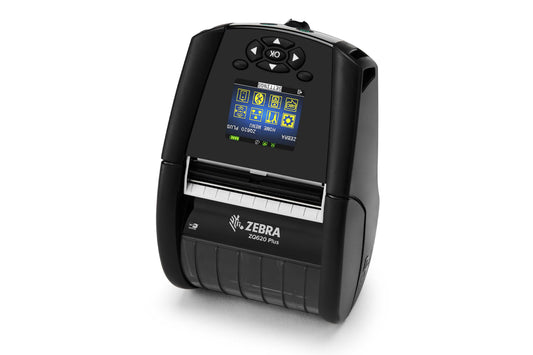 Zebra ZQ620 Plus mobile receipt and label printer, black, Wi-Fi 6 + Bluetooth, extended battery (ZQ62-AUXAEC4-00) – 3/4 view