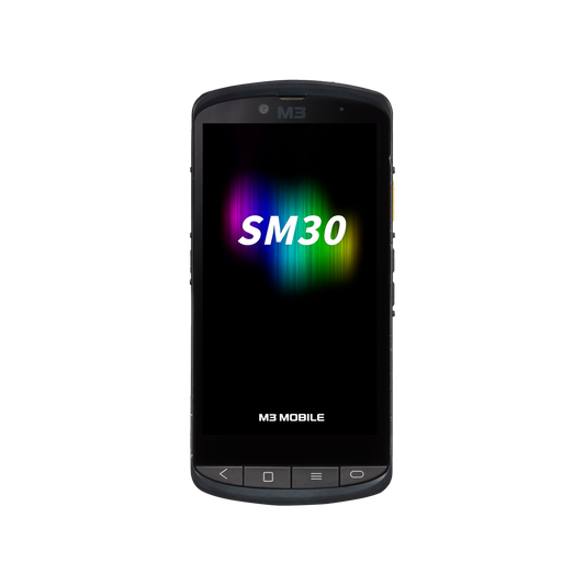 M3 Mobile SM30 rugged Android full-touch mobile computer, 5.5" display, SE4770 2D imager, 5G (SM305E-U2CFSS-HF) – front view