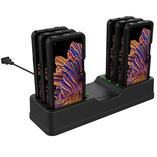 RAM Mounts 6-port multi-device charging dock for Samsung Galaxy XCover Pro in OtterBox uniVERSE case – main product view