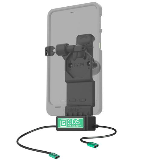 RAM Mounts GDS Uni-Conn left-locking tablet dock + USB-C with release lever – alternative view