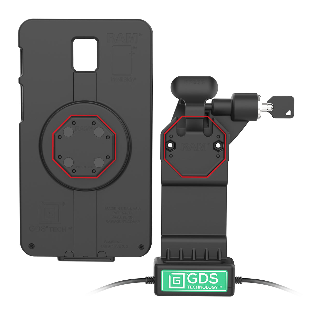 RAM Mounts GDS Uni-Conn right key-locking power + USB-C dock for IntelliSkin tablets – additional view