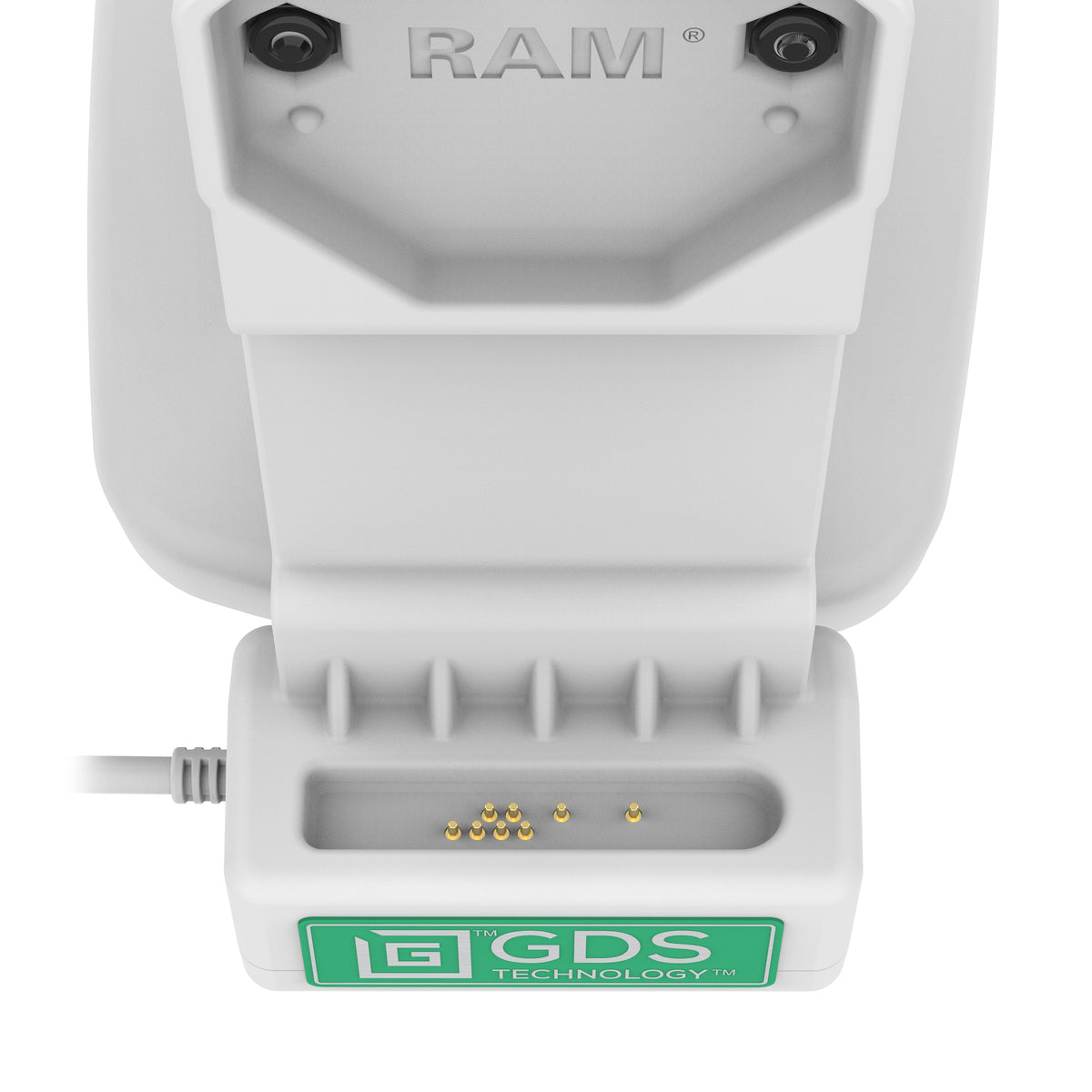 RAM Mounts GDS tilt and swivel dock with PoE for IntelliSkin tablets with Uni-Conn adapter in grey – further product photo