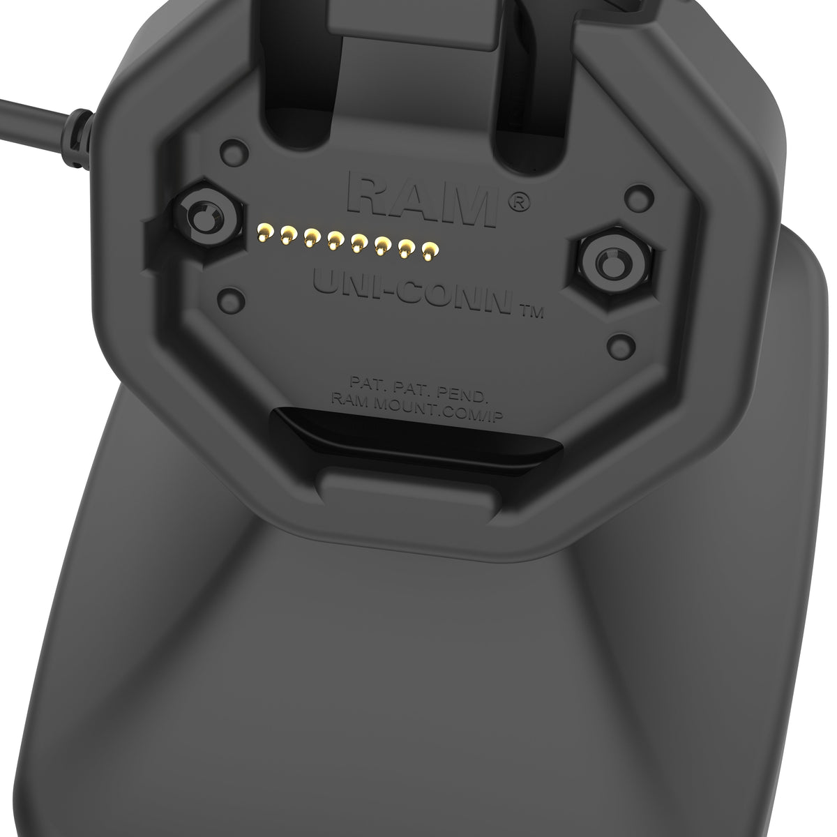 RAM Mounts GDS tilt and swivel dock with USB-C and two USB-A ports for IntelliSkin Thin-Case tablets with rear pogo pads – further product photo