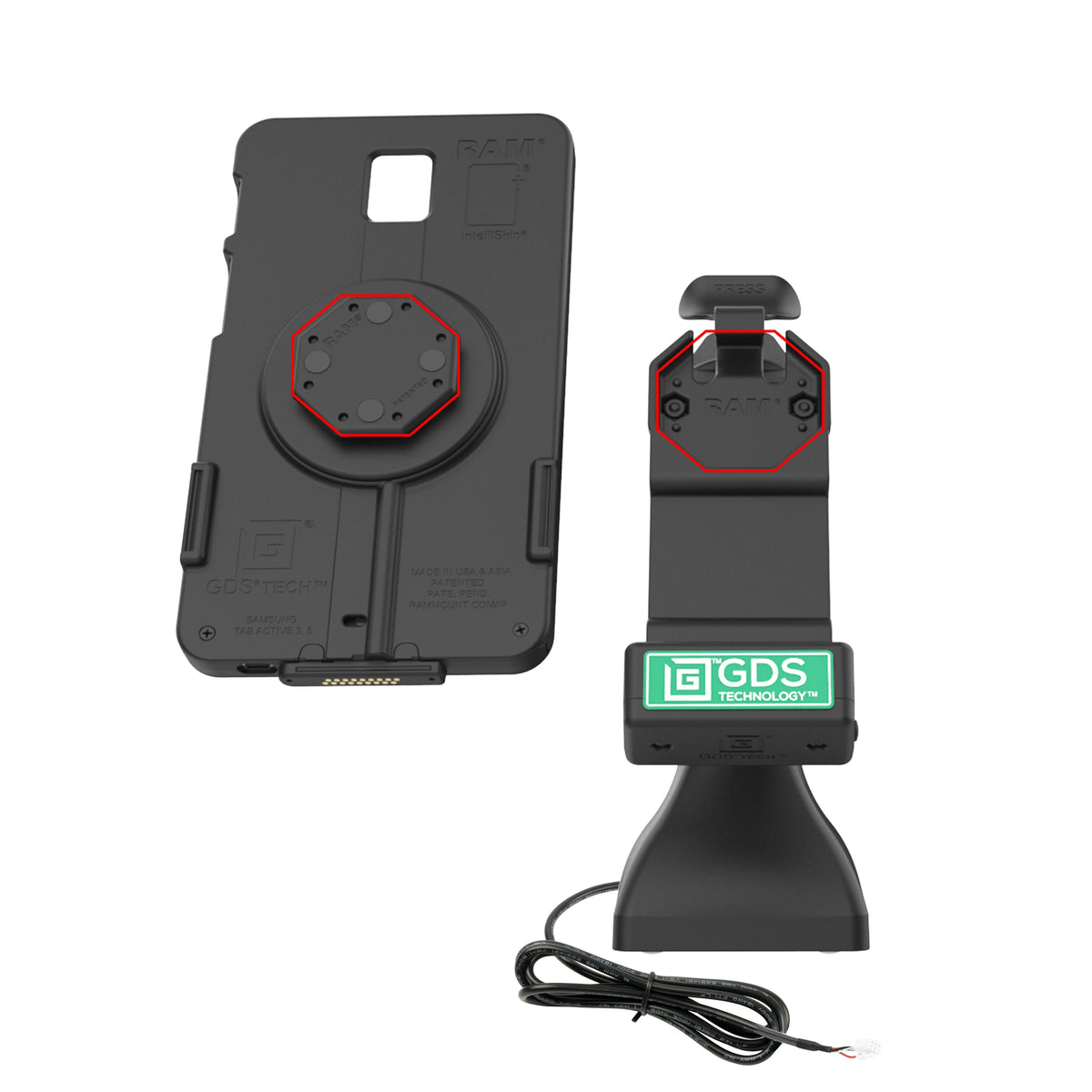 RAM Mounts GDS 7-inch pedestal dock with PoE for IntelliSkin tablets with Uni-Conn adapter – further product photo