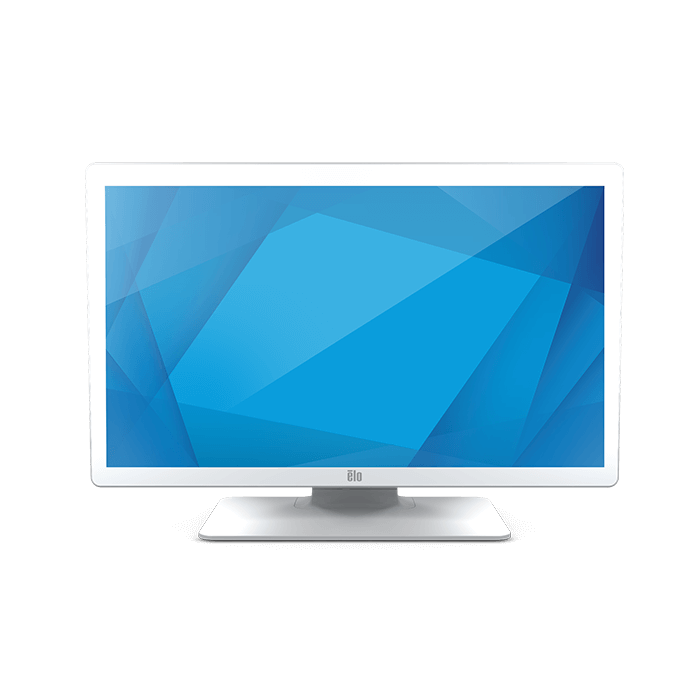 Elo 2703LM 27" medical-grade touch monitor, white, with stand – front view