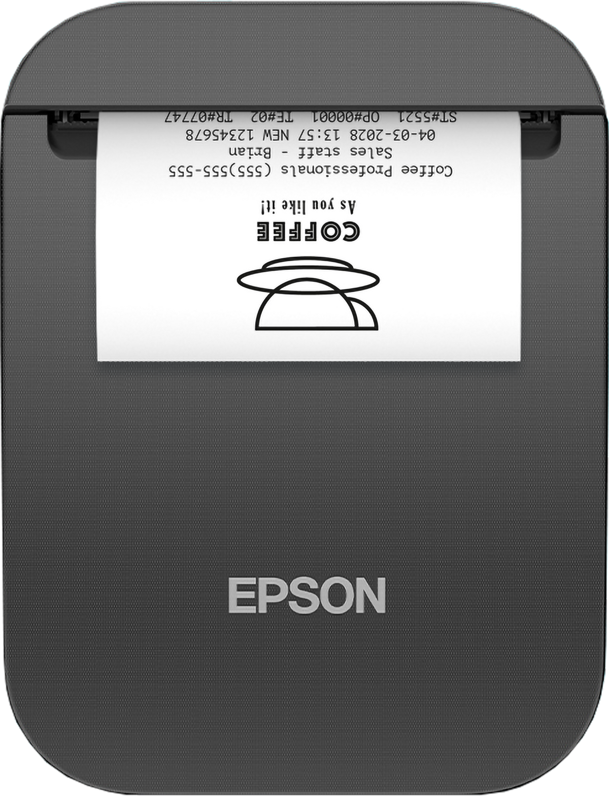 Epson TM-P20II 2-inch mobile receipt printer, Wi-Fi, USB-C, black (C31CJ99112) – front view with receipt