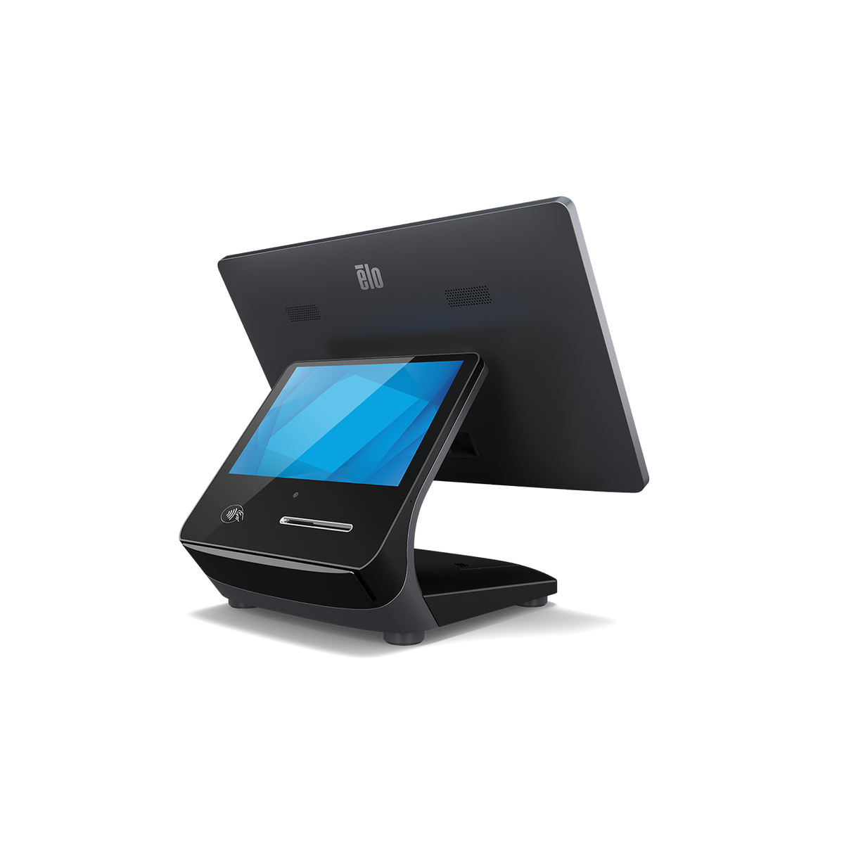 Elo Pay 7 with Z70 stand and hub, rear-left angle