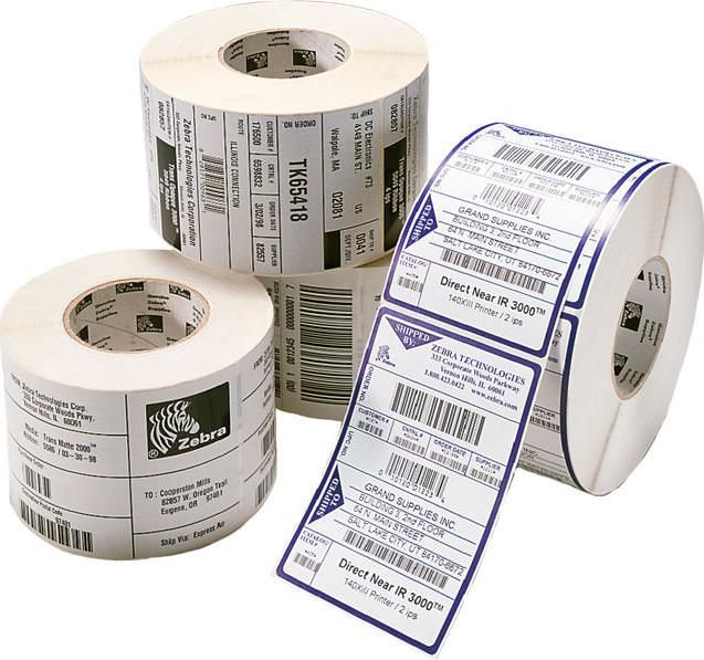 Labels, Zebra, Normal Paper, Z-Perform 1000T, W: 127 mm, H: 63.5 mm, D: 200 mm, C: 76 mm (3006417)