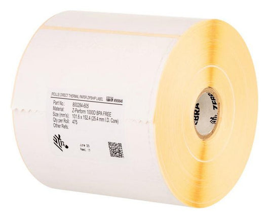 Labels, Zebra, Normal Paper, Z-Perform 1000T, W: 101.6 mm, H: 82.55 mm, D: 200 mm, C: 76 mm (880026-082)