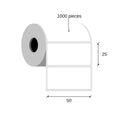Thermal labels 50x25 / 1000 pcs, 40 g, eco acrylic adhesive 1 row outer beam white color rounded corners