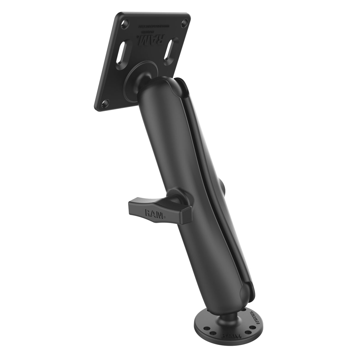 RAM Mounts C-size double ball mount with 75 × 75 mm VESA plate and long arm – alternative view