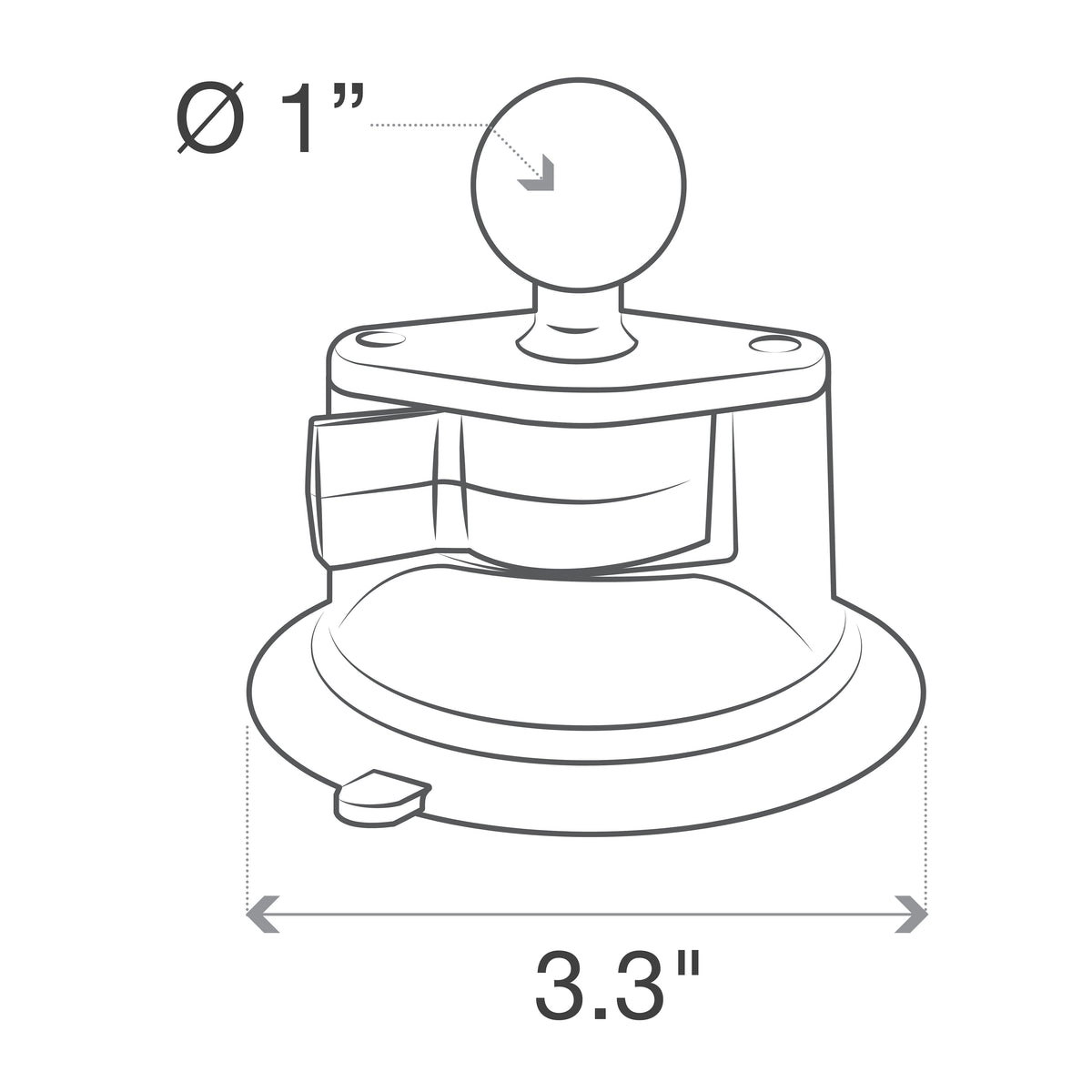 RAM Mounts B-size Twist-Lock suction cup base with diamond ball base (RAM-B-224-1U) – additional view