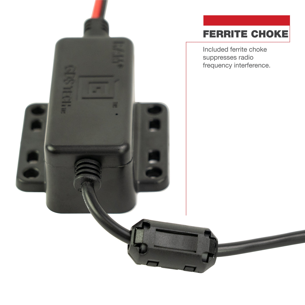 RAM Mounts GDS hardwire charger 30–64 V with male USB-C output (no PD) – alternative view