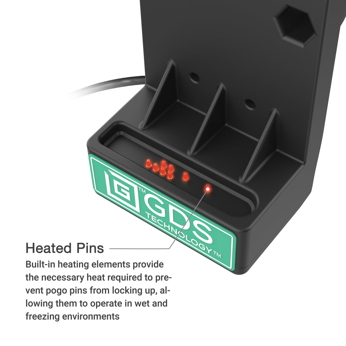RAM Mounts GDS Uni-Conn spring-loaded tablet dock, heated pins – further view