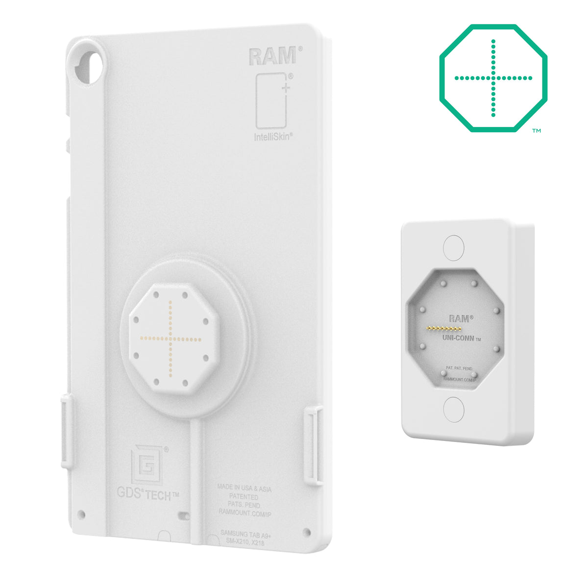 RAM Mounts grey GDS Uni-Conn low-profile wall dock with USB-C for IntelliSkin tablets – alternative view
