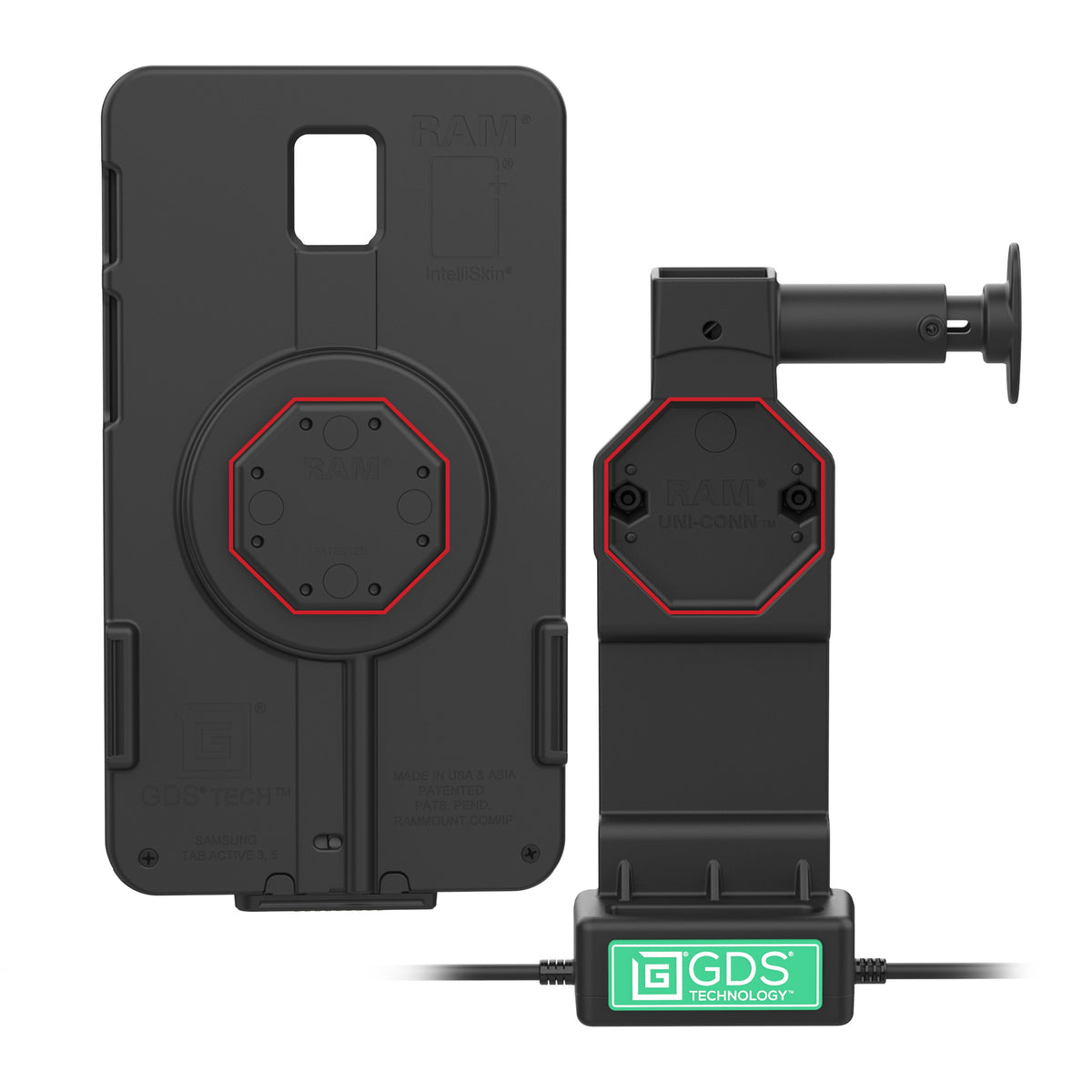 RAM Mounts GDS Uni-Conn locking tablet dock + USB-A & USB-C with release button – further view