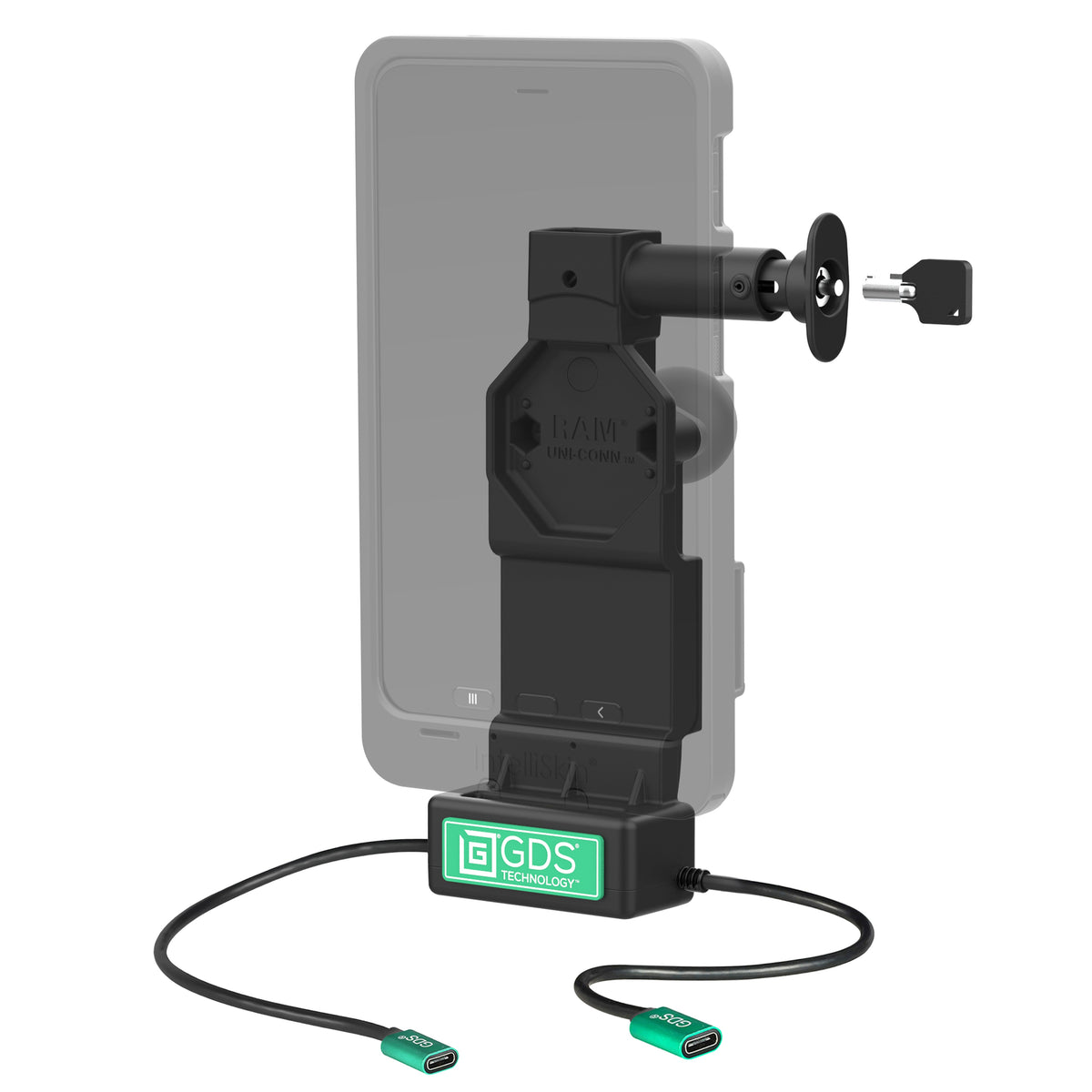 RAM Mounts GDS Uni-Conn locking tablet dock + USB-C with release button – alternative view