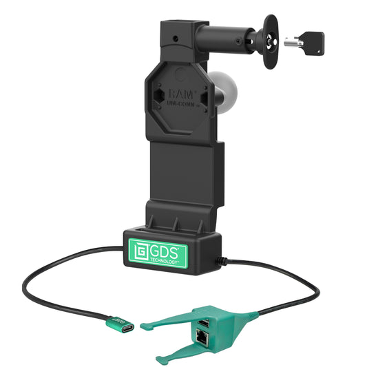RAM Mounts GDS Uni-Conn locking tablet dock + USB-A & RJ45 with release button – product photo