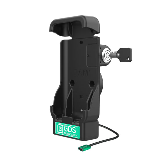 RAM Mounts GDS key-locking powered vehicle dock for Honeywell CT37 in IntelliSkin – alternative view