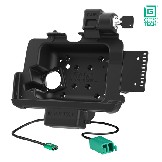 RAM Mounts locking GDS dock + dual USB for Zebra ET40, ET45 and ET401 8-inch tablets in IntelliSkin – alternative view