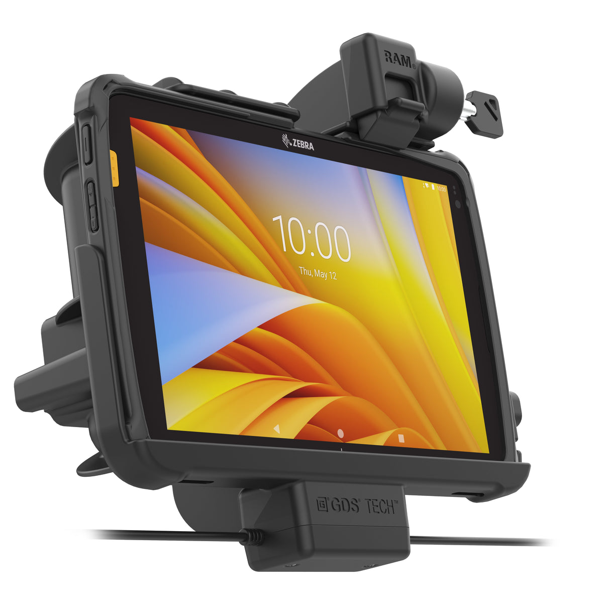 RAM Mounts locking GDS powered dock for Zebra ET40, ET45 and ET401 10-inch tablets in IntelliSkin – further product photo