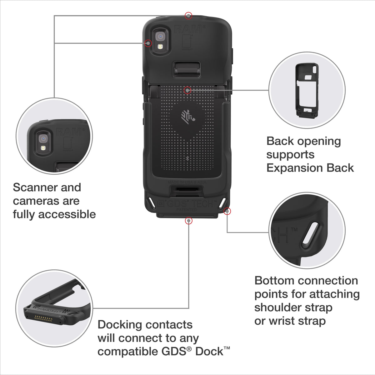 RAM Mounts GDS IntelliSkin protective sleeve for Zebra TC22 and TC27 – another angle