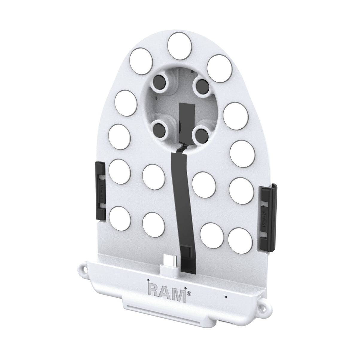 RAM Mounts GDS Tab-Conn adapter for tablets without case with D-Shape & rear pogo pads in light grey – additional view