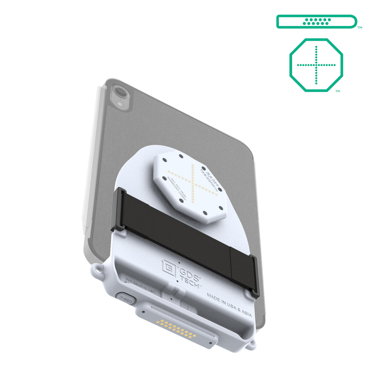 RAM Mounts GDS Tab-Conn adapter for folio-style cases with D-Shape & rear pogo pads in light grey – alternative view