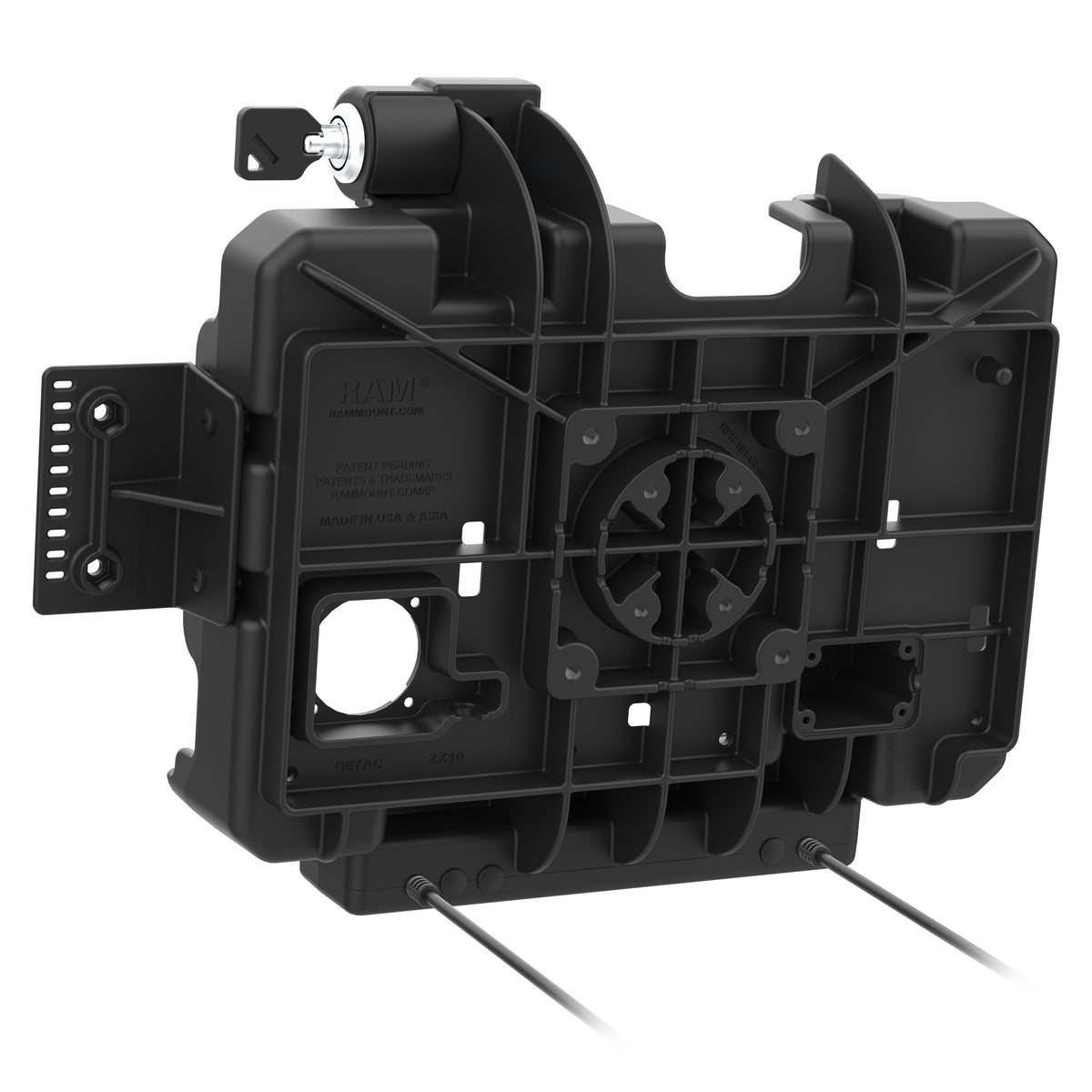 RAM Mounts key-locking power + dual USB data dock for Getac ZX10 rugged tablet – further view